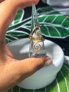 18 K Gold Filled Hawaiian Heirloom Heart Swirl Ring - Women Jewelry
